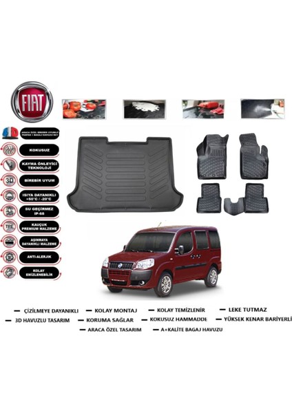 Fiat Doblo 2004 Model Bagaj Havuzu Araca Özel Paspas Takımı Flex