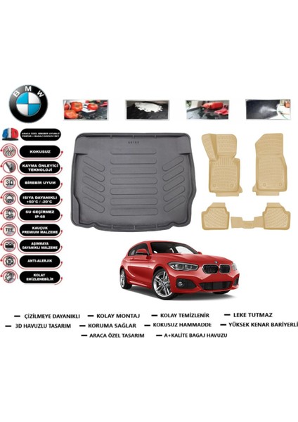 Bmw 1 Serisi F20 2019 Model Bagaj Havuzu(Paspası)+Araca Özel Bej Paspas Takımı Flex