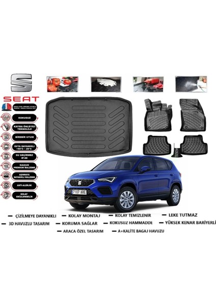 Seat Ateca 4x4 2025 Model Bagaj Havuzu Araca Özel Paspas Takımı Flex