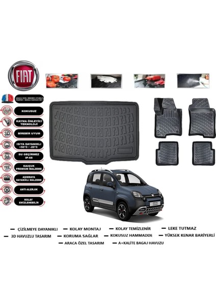 Fiat Panda Cross 2020 Model Uyumlu Bagaj Havuzu Araca Özel Paspas Takımı Flex