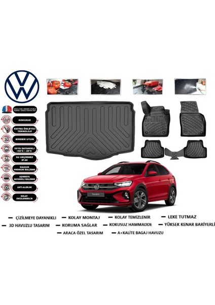 Volkswagen Taigo 2023 Model Alt Bagaj Havuzu Araca Özel Paspas Takımı Flex