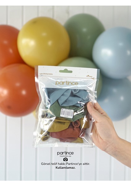 12 Adet Standart Boy 12'' Renkli Retro Balon Doğaya Karışabilir Özellikte