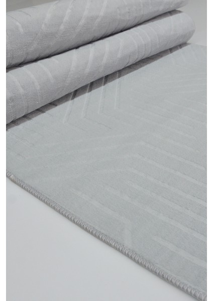 Kaymaz Tabanlı Kesme Kabartmalı Salon Koridor Mutfak Halısı 5025G Gri