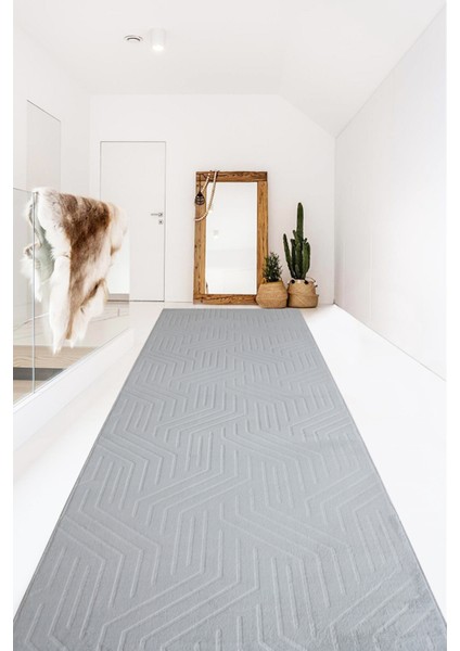 Kaymaz Tabanlı Kesme Kabartmalı Salon Koridor Mutfak Halısı 5025G Gri fiyatları