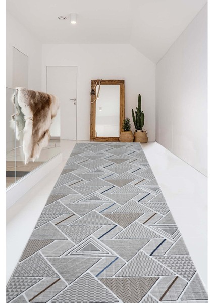 Kaymaz Tabanlı Kesme Kabartmalı Salon Koridor Mutfak HALISI5017G Gri fiyatları