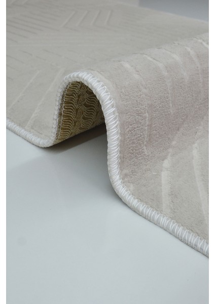 Kaymaz Tabanlı Kesme Kabartmalı Salon Koridor Mutfak Halısı 5025V Vizon fırsatları