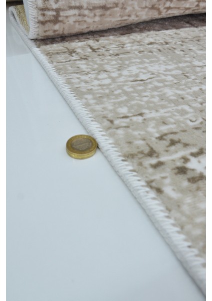 Kaymaz Tabanlı Kesme Kabartmalı Salon Koridor Mutfak Halısı 5002V Vizon indirimleri