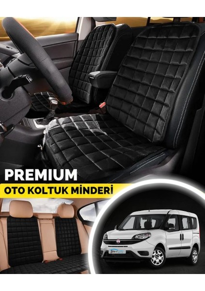 Fiat Doblo Koltuk Minder Ortopedik Cepli Araç ve Kılıf Seti–tam Uyumlu,siyah Renk,konforlu Tasarım