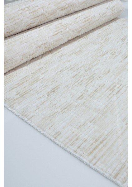 Kaymaz Tabanlı Kesme Kabartmalı Salon Koridor Mutfak Halısı 5015K Krem