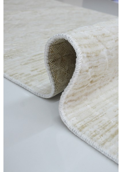 Kaymaz Tabanlı Kesme Kabartmalı Salon Koridor Mutfak Halısı 5015K Krem fırsatları