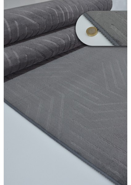 Kaymaz Tabanlı Kesme Kabartmalı Salon Koridor Mutfak HALISI5025A Antrasit