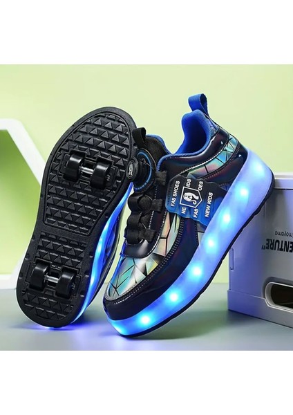 Unisex Skateboard Ayakkabı Şarj Edilebilir LED Işıklı Kapanabilir Tekerlek