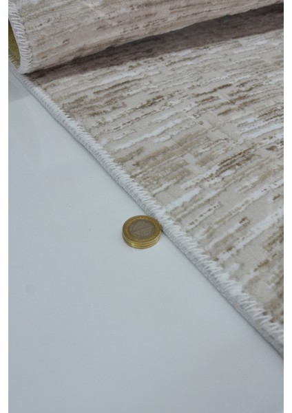 Kaymaz Tabanlı Kesme Kabartmalı Salon Koridor Mutfak Halısı 5015V Vizon fırsatları