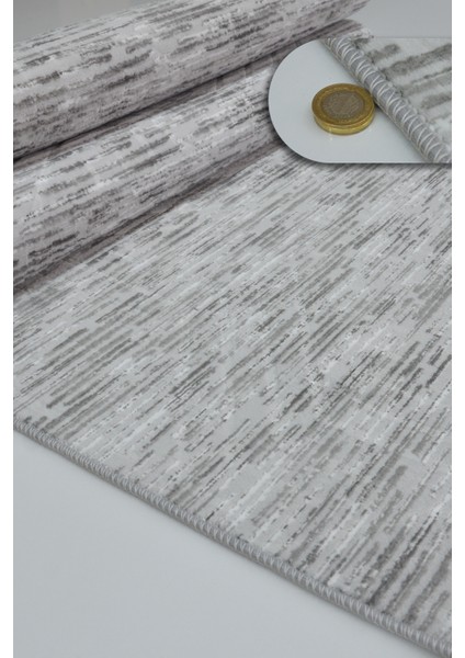 Kaymaz Tabanlı Kesme Kabartmalı Salon Koridor Mutfak HALISI5015G Gri