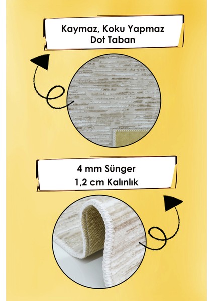 Kaymaz Tabanlı Kesme Kabartmalı Salon Koridor Mutfak Halısı 5015V Vizon