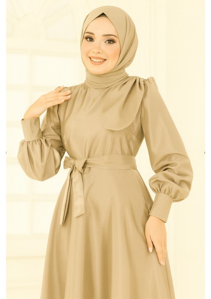 Kadın Giyim Abiye Moda Saten Fiyonklu Uzun Tesettür Abiye Elbise 2745 fiyatları