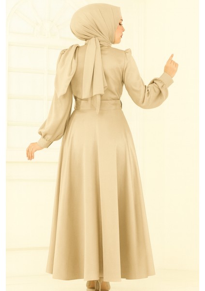 Kadın Giyim Abiye Moda Saten Fiyonklu Uzun Tesettür Abiye Elbise 2745 modelleri