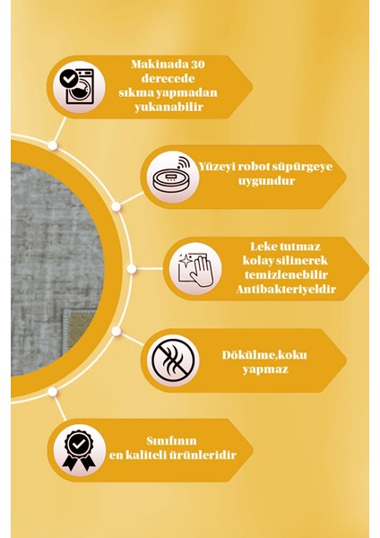 Kaymaz Tabanlı Kesme Kabartmalı Salon Koridor Mutfak HALISI5002T Taş