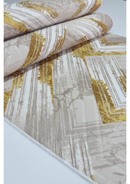 Kaymaz Tabanlı Kesme Kabartmalı Salon Koridor Mutfak HALISI5014G Gold