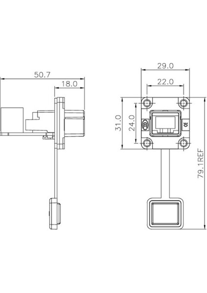 YT-RJ45-JSX-08-001 Su Geçirmez Ethernet Konnektörü - Dişi modelleri