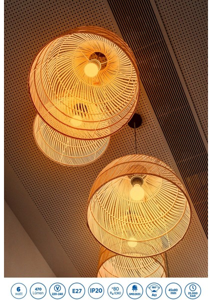 RTL09121-5 Rother G45 LED Ampul 6W E27 470 Lümen 3000K Sarı Işık Enerji Tasarruflu Ampul 5 Adet modelleri