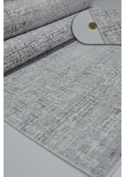 Kaymaz Tabanlı Kesme Kabartmalı Salon Koridor Mutfak HALISI5002G Gri