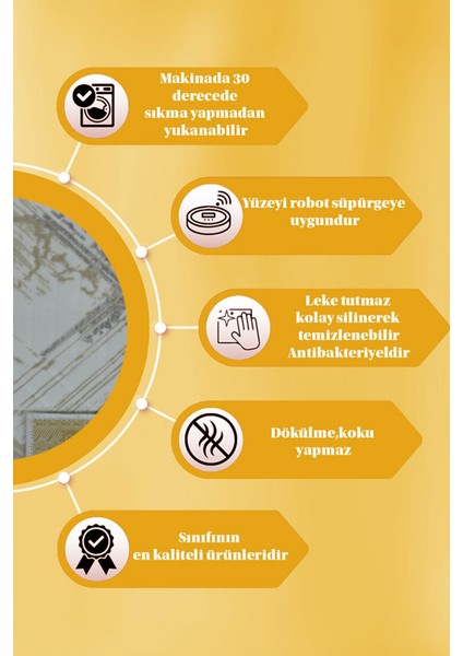 Kaymaz Tabanlı Kesme Kabartmalı Salon Koridor Mutfak HALISI5014K Krem