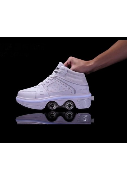 Unisex Skateboard Ayakkabı Şarj Edilebilinir LED Işıklı Kapanabilir Tekerlek modelleri