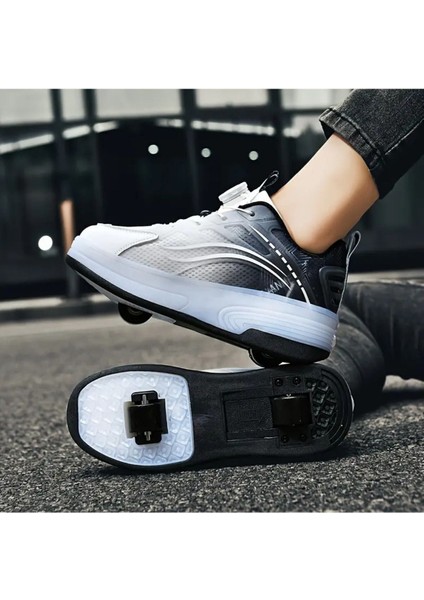 Unisex Skateboard Ayakkabı Şarj Edilebilir LED Işıklı Kapanabilir Tekerlek