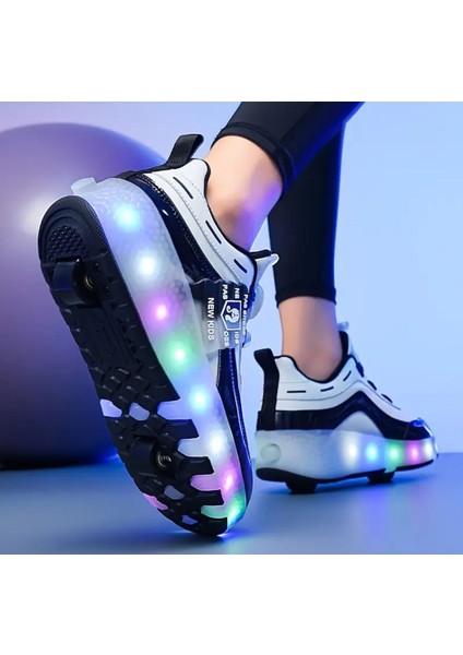 Unisex Skateboard Ayakkabı Kapanabilir Tekerlekli Işıklı Şarj Edilebilir