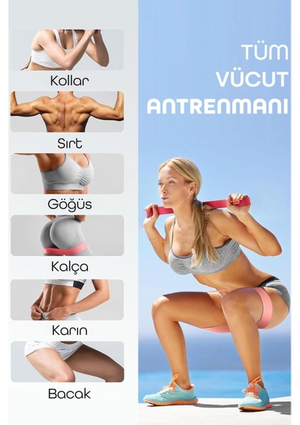 5’li Pilates Direnç Bandı Seti Loop Squat Lastiği Çantalı Fitness Egzersiz Bantları - Mavi indirimleri