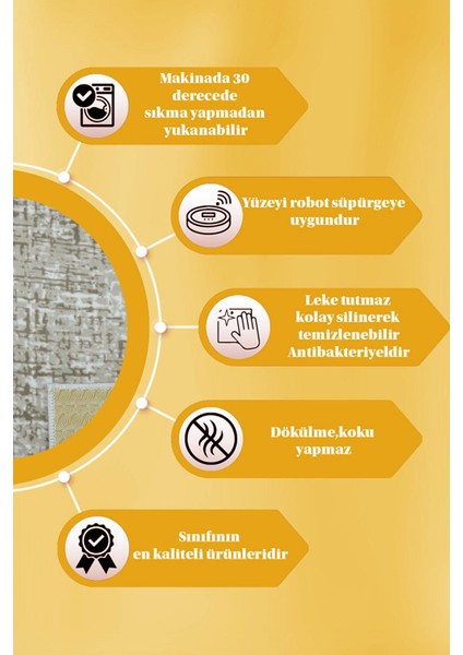 Kaymaz Tabanlı Kesme Kabartmalı Salon Koridor Mutfak Halısı 5002V Vizon