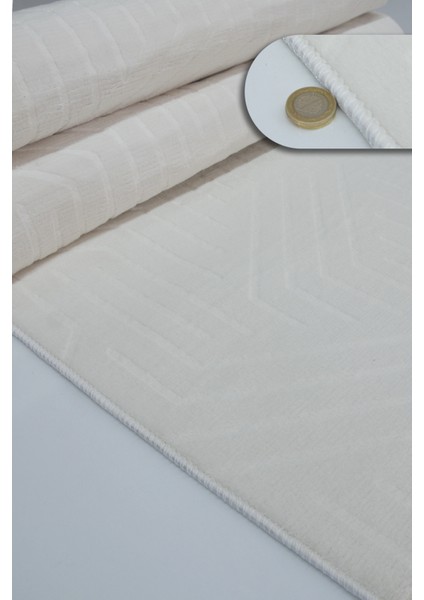 Kaymaz Tabanlı Kesme Kabartmalı Salon Koridor Mutfak Halısı 5025K Krem indirimleri