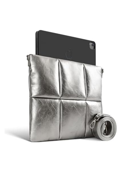 Tablet Kol Çantası 11 Inç iPad Air M3 2025, iPad Pro M4 2024 ile Uyumlu, Crossbody Askılı Tablet Taşıma Çantası Kese Çanta, Gümüş modelleri