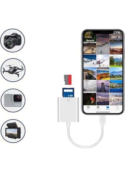 Lightning Girişli iPhone 11 12 13 14 Uyumlu Kart Okuyucu Sd Kart Adaptörü Tf Kart Okuyucu Disk Adaptörü Mobil Kart Okuyucu Hızlı Aksesuarları Bağlayın - (S101 - Lightning) fiyatları