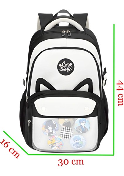 3 Bölmeli Uniqe Cats Kolej Okul Sırt Çantası Siyah (MU-1827) fiyatları