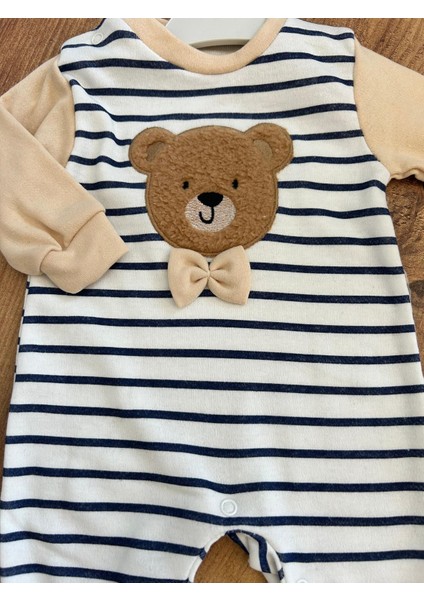 Ayıcık Desenli Unisex Bebek Ayaklı Tulum 6-9-12 Ay fiyatları