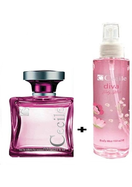 Diva 100 ml Kadın Parfüm + Cecile Diva Body Mist Sprey 150 ml