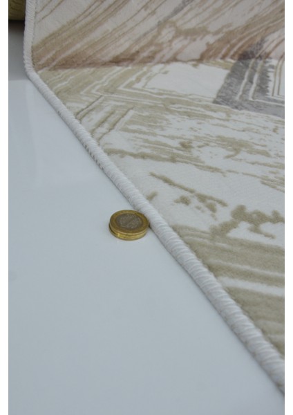 Kaymaz Tabanlı Kesme Kabartmalı Salon Koridor Mutfak HALISI5014K Krem indirimleri