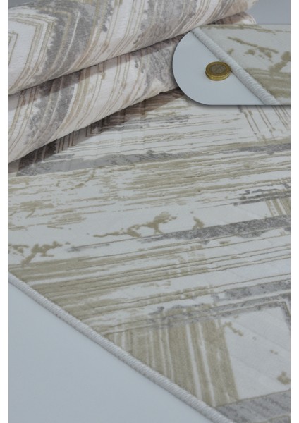 Kaymaz Tabanlı Kesme Kabartmalı Salon Koridor Mutfak HALISI5014K Krem