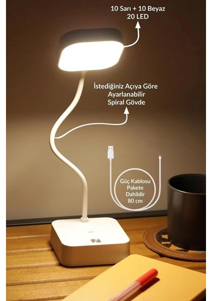 Şarjlı Masa Lambası Dokunmatik Ders Çalışma Kitap Okuma Gece Lambası 3 Farklı Işık Akrobatik Yeşil modelleri