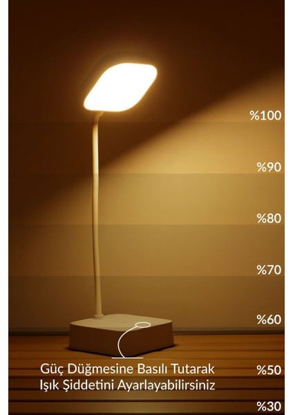 Şarjlı Masa Lambası Dokunmatik Ders Çalışma Kitap Okuma Gece Lambası 3 Farklı Işık Akrobatik Yeşil