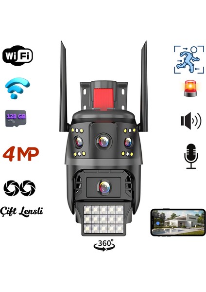 HM-626 2 Kameralı Full Hd 4mp Sesli Wifi Dış Mekan Speed Dome Ip Kamera
