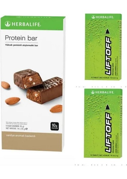 Herbalıfe Liftoff® Limon Efervesan Içecek 2 Kutu + Vanilya Bademli Protein Bar 14’lü Paket – Enerji & Protein Desteği