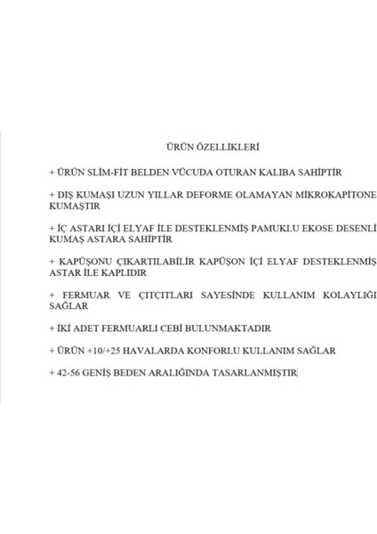 Baharlık Ekoseli, Kapitone Mont, Kapüşonlu Mont, Büyük Beden, Su Itici, Biyeli, Vizon indirimleri