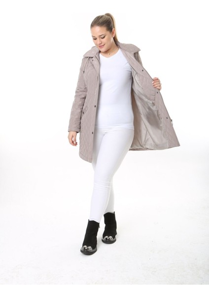 Kadın Uzun Suya Dayanıklı Memory Kumaş Kapüşonlu Mont Büyük Beden Mont fırsatları