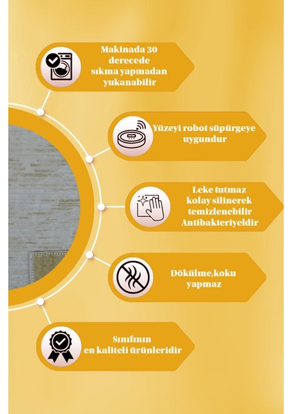 Kaymaz Tabanlı Kesme Kabartmalı Salon Koridor Mutfak Halısı 5015K Krem