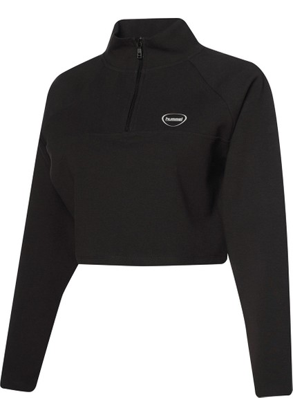 Tech Kadın Siyah Bisiklet Yaka Sweatshirt