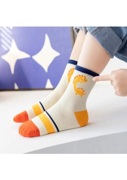 5 Çift Dinazor Desenli Bebek Çorap ve Çocuk Çorabı Özel Dinozor Serisi fırsatları