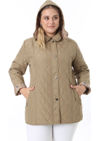 Kapitone Mont, Büyük Beden Mont, Baharlık, Büyük Beden Ceket, Kapüşonlu, Suya Dayanıklı Mont,krem fırsatları